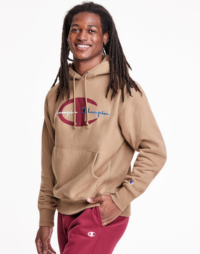 Champion Reverse Weave® Hoodie Heren - Khaki - Belgie 9120SYOEZ